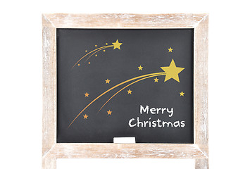 Image showing Christmas greetings with comets on blackboard