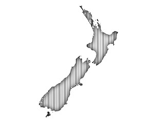 Image showing Map of New Zealand on corrugated iron,