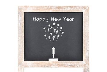 Image showing Happy New Year on blackboard