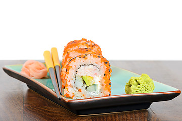 Image showing California maki sushi with orange masago