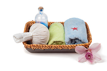 Image showing Spa accessories in basket