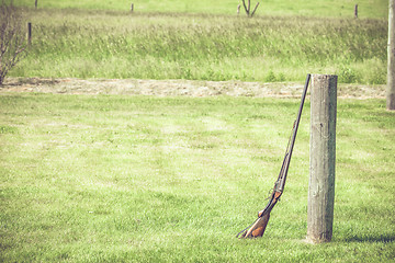 Image showing Rifle at an outdoor shooting range