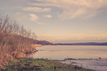 Image showing Frozen lake scenery in the sunset