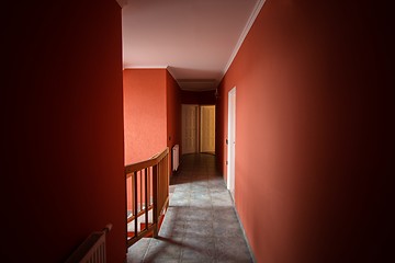 Image showing Modern hallway in red