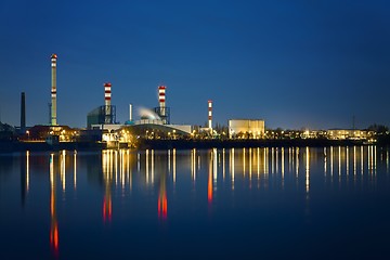 Image showing Oil Refinery at night