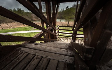 Image showing Woden staircase angle shot