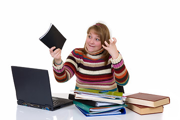 Image showing Teenager student doing homework