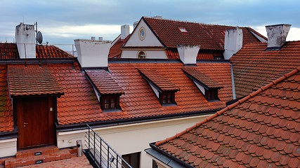 Image showing Roof tile over blue sky