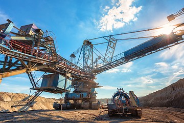 Image showing Large excavator machine in the mine