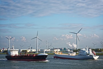 Image showing Large oil tanker in canal