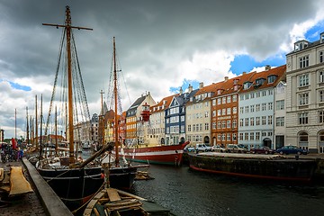Image showing Nyhavn pier with color buildings