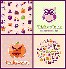 Image showing Halloween Postcards. Set Banners