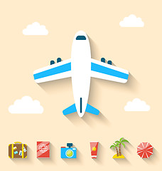 Image showing Flat set icons of planning summer vacation, minimal style with l