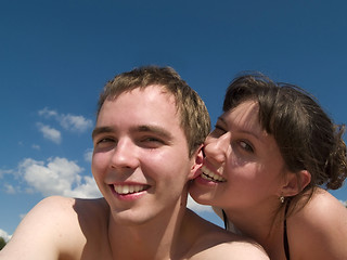 Image showing Yound Couple on beach
