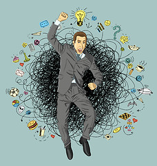 Image showing Vector Businessman With Hands Up