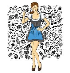 Image showing Vector Cute Woman In Drindl On Oktoberfest