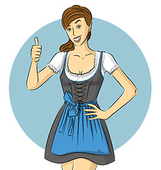 Image showing Vector Cute Woman In Drindl On Oktoberfest