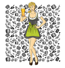 Image showing Vector Cute Woman In Drindl On Oktoberfest