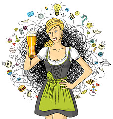 Image showing Vector Cute Woman In Drindl On Oktoberfest