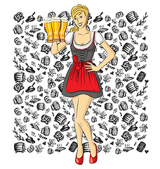 Image showing Vector Cute Woman In Drindl On Oktoberfest