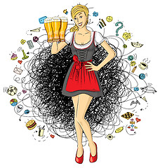 Image showing Vector Cute Woman In Drindl On Oktoberfest