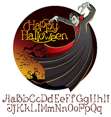 Image showing Halloween font set and Vector Vampire Dracula