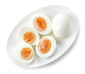 Image showing plate of boiled eggs