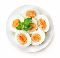 Image showing plate of boiled eggs