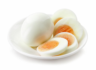 Image showing sliced egg on white plate