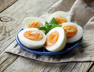 Image showing plate of boiled eggs