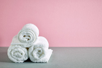 Image showing white spa towels