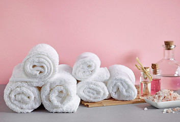 Image showing white spa towels