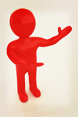 Image showing 3d people - man, person presenting - pointing. . 3D illustration