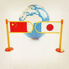 Image showing Three-dimensional image of the turnstile and flags of China and 