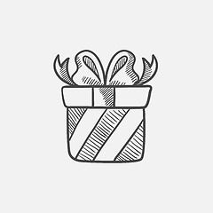 Image showing Gift box sketch icon.