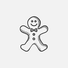 Image showing Gingerbread man sketch icon.