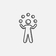 Image showing Man juggling with balls sketch icon.