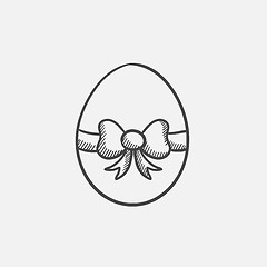 Image showing Easter egg with ribbon sketch icon.