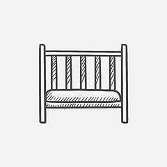 Image showing Baby cot sketch icon.