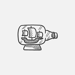 Image showing Ship inside bottle sketch icon.