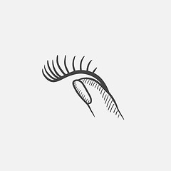 Image showing False eyelashes sketch icon.