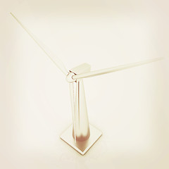 Image showing Wind turbine isolated on white . 3D illustration. Vintage style.