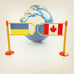 Image showing Three-dimensional image of the turnstile and flags of Canada and