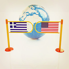 Image showing Three-dimensional image of the turnstile and flags of USA and Gr