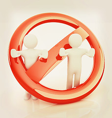 Image showing 3d persons and stop sign . 3D illustration. Vintage style.