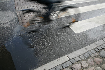 Image showing Fast morning cyclist