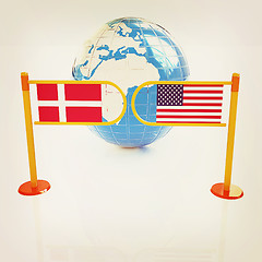 Image showing Three-dimensional image of the turnstile and flags of Denmark an