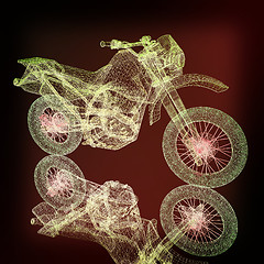 Image showing 3d sport motocross bike. 3D illustration. Vintage style.