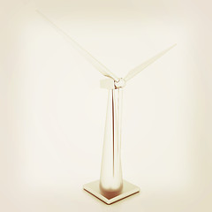 Image showing Wind turbine isolated on white . 3D illustration. Vintage style.