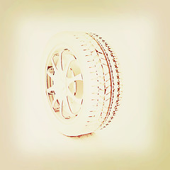 Image showing car wheels icon. 3D illustration. Vintage style.